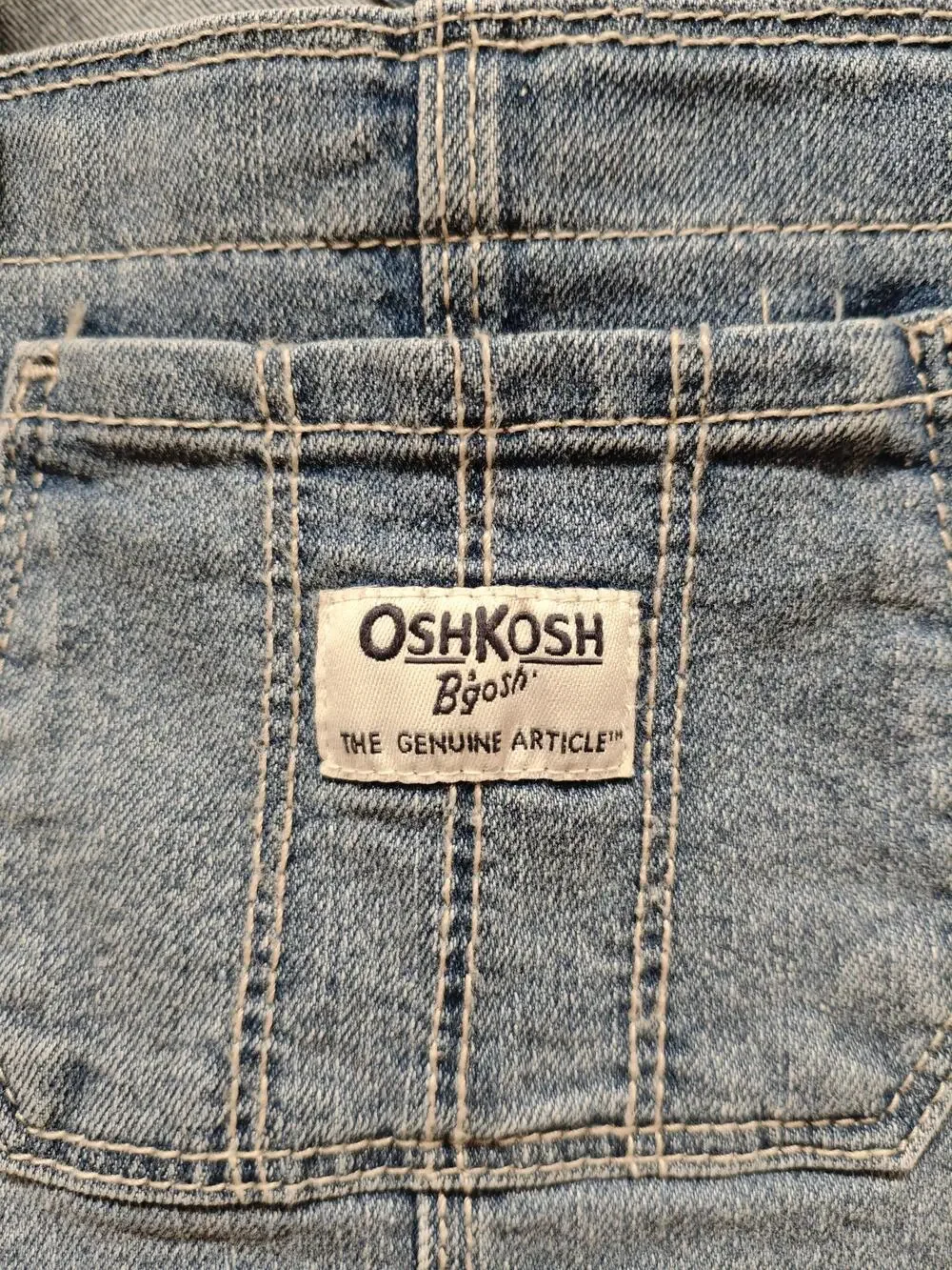 OshKosh Bgosh Overall Dress Girls 4T Blue Denim White Eyelet Jumper Skirtall